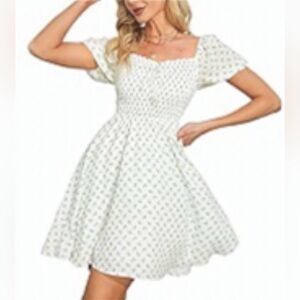 White Ditsy Floral Milkmaid dress